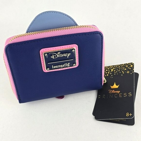 NWT Loungefly x Disney Fairy Godmother Zip Around Wallet Blue Pink Faux Leather - Picture 2 of 13